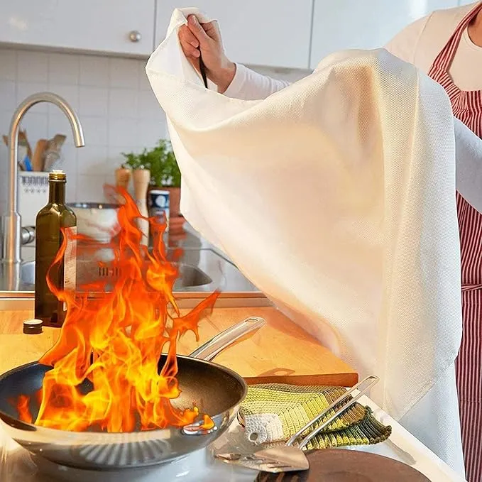 TONYKO Emergency Fire Blankets, Flame Retardant Protection and Heat Insulation Designed for Kitchen,Fireplace,Grill,Car,Camping(White(7PACK))