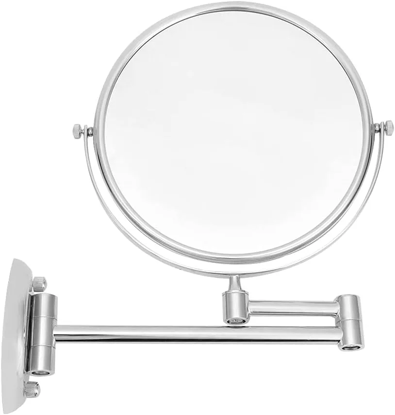 Topyond Wall Mounted Makeup Mirror, Household Bathroom Copper Makeup Mirror,Double Sided Folding Cosmetic Vanity Mirror(6 Inch-Bright Silver)