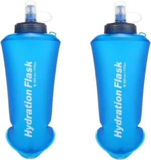 Tpu Soft Folding Water Bottles, 2 Packs 500ML BPA-Free Collapsible Flask For Hydration Pack Collapsible Water Bottles For Running Hiking Cycling Camping Climbing(500ml-2 Packs)