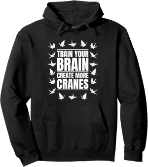 Train Your Brain Create More Cranes Folding Owl Origami Pullover Hoodie