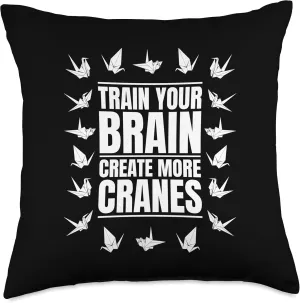 Train Your Brain Create More Cranes Folding Owl Origami Throw Pillow, 18x18, Multicolor