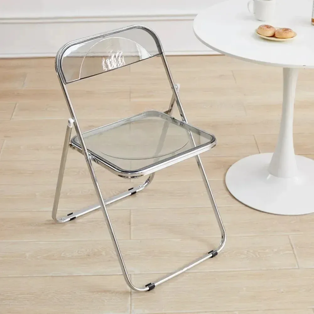 Transparent Table and Chair Set - Modern Acrylic Folding Furniture for Bedroom and Balcony
