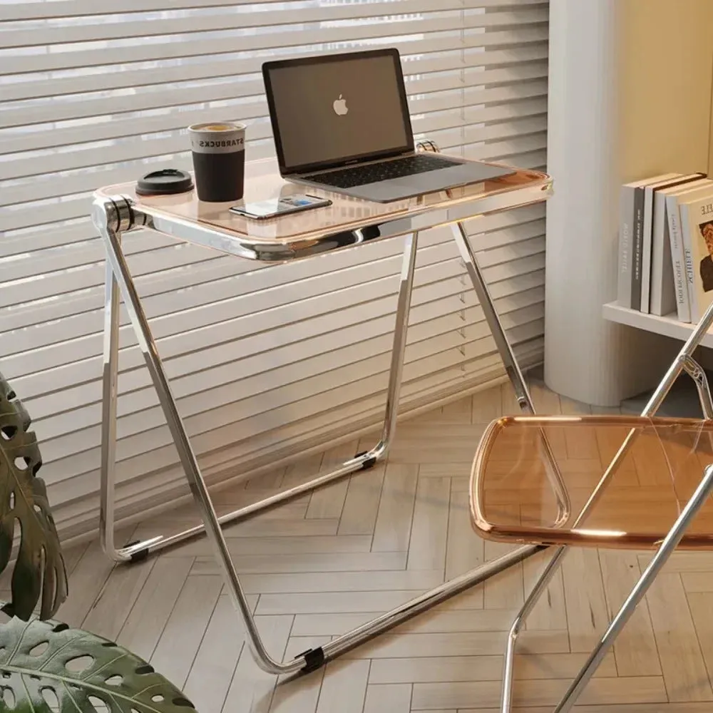 Transparent Table and Chair Set - Modern Acrylic Folding Furniture for Bedroom and Balcony