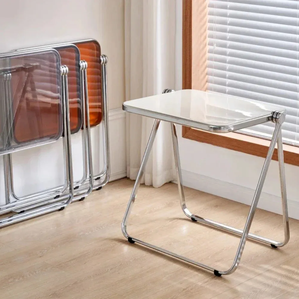 Transparent Table and Chair Set - Modern Acrylic Folding Furniture for Bedroom and Balcony