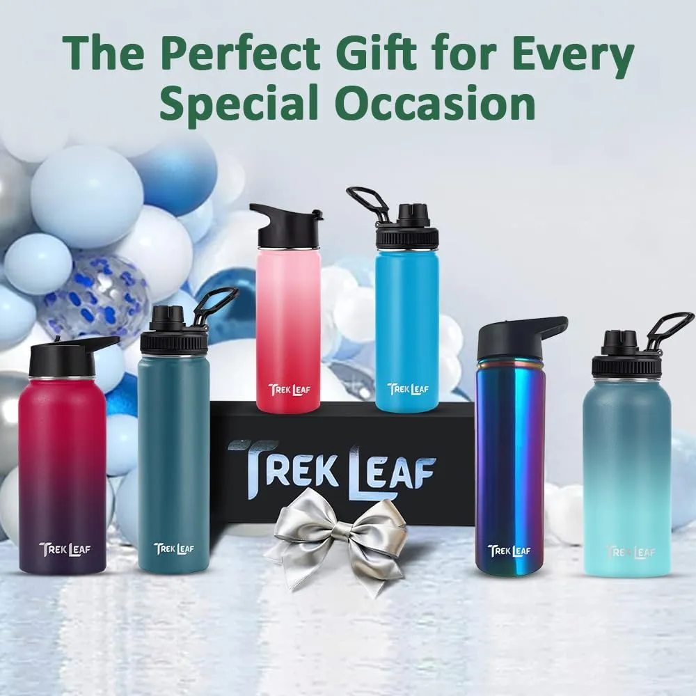 Travel Water Bottle with 3 Lids (Spout, Straw, Flip) Leak Proof, Quality, Vacuum Insulated, Stainless Steel (Black, 22 oz)