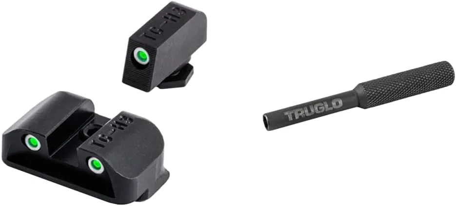 TRUGLO Tritium Handgun Glow-in-The-Dark Night Sights for Glock Pistols, Glock 17, 17L, 19, 22, 23, 24 and More & Truglo Installation/Removal Tool for Glock Pistol Front Sights, Black