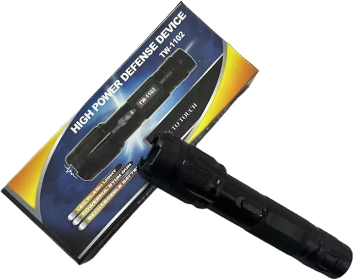 TW-1102B Stun Gun Ultrapowerful Rechargeable for Men Women for Car & Self Defense Tactical Flashlight for Person Safety
