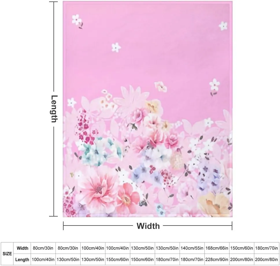 Ultra Soft Flannel Throw Blanket 50" x 60" Watercolor Flower Paisley Butterfly Pink Lightweight Anti-Pilling Wrinkle-Resistant Flannel Blanket for Sofa Bed Travel Gifts