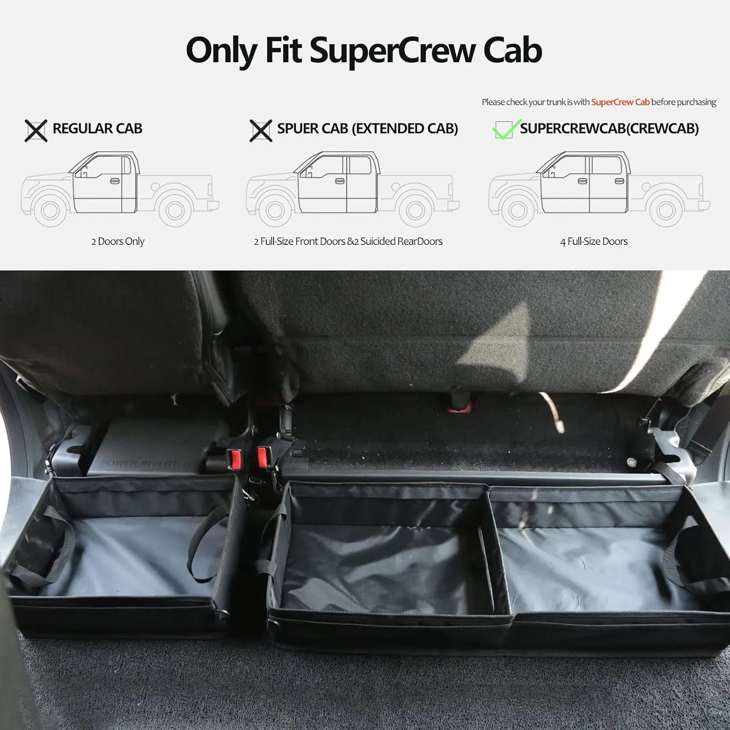 Under Seat Storage Truck Tool Box Organizer for Truck Underseat Storage Ford F150 F250 F350 Chevy Silverado Accessories (3 compartment)