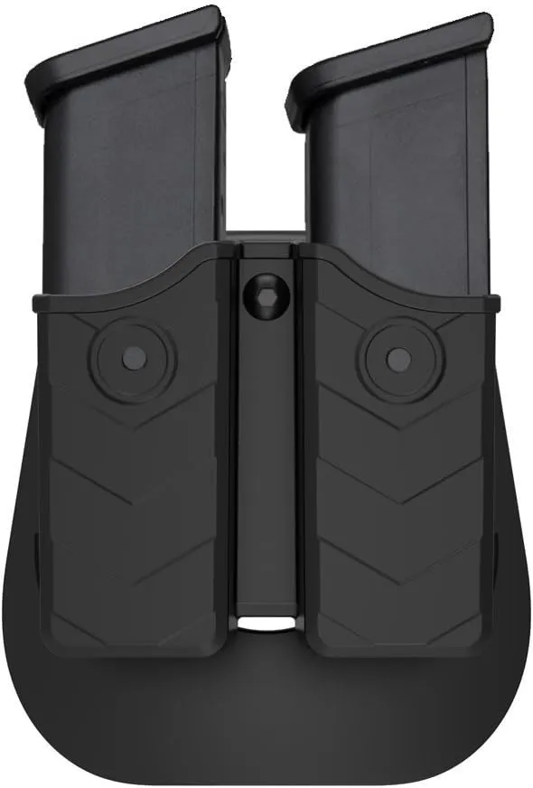 Universal Double Magazine Holster, 9mm 40 Dual Stack Mag Holder, .45 Single Stack Magazines Pouch Adjustable Retention for Glock, S&W, Ruger, Sig Sauer, Taurus, Beretta, Springfield, H&K, and More