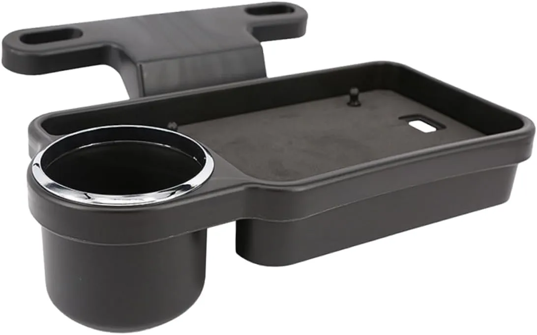 Unomor Car Food Drink Tray Folding Holder Organizer for Travel Black Easy Installation Versatile Use as Cup Holder Snack Table Suitable for Various Items