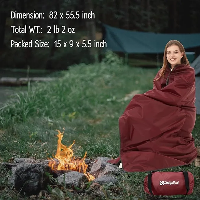 Updated Stadium Blanket for Cold Weather, 4-in-1 Waterproof Large Outdoor Blanket. Warm, Windproof, Portable, Great for Sports Events, Camping, Hiking, Picnic - 82x55in., Antique Ruby