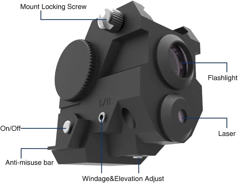 USA LASPUR Mini Tactical Sub Compact Rail Mount Laser Sight with High Lumen CREE LED Flashlight Light Integrated Combo with Strobe