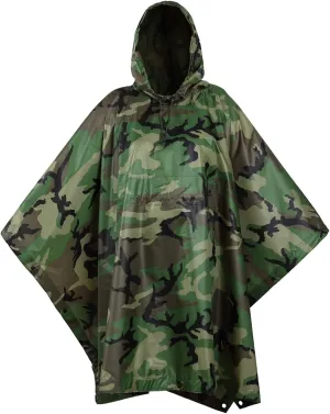 USGI Industries Military Style Poncho Multi Use Rip Stop Camouflage Rain Poncho