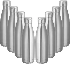 VEGOND 17oz Stainless Steel Water Bottles Bulk, Reusable Metal Sports Water Bottle Keeps Drink Hot and Cold, BPA Free Double Wall Vacuum Cola Shape Insulated Water Bottles for Camping Gym, 8 Pack