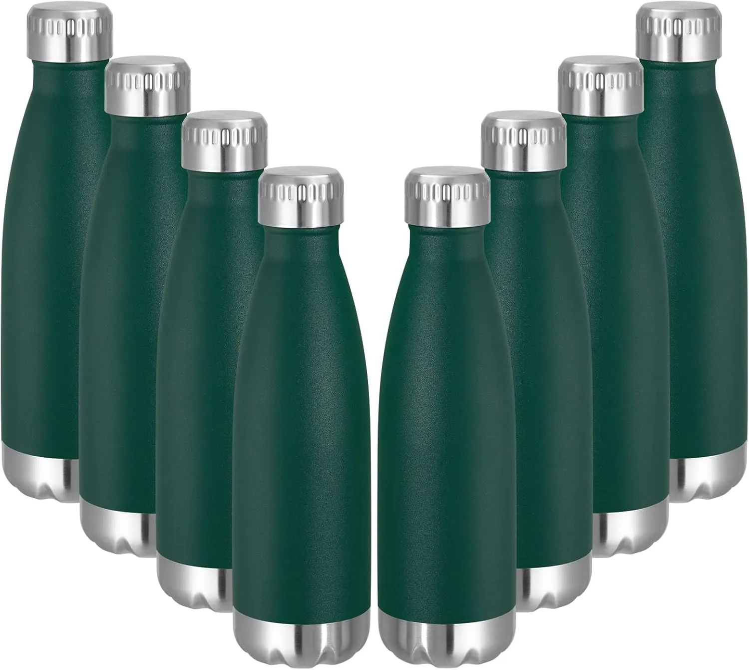 VEGOND 17oz Stainless Steel Water Bottles Bulk, Reusable Metal Sports Water Bottle Keeps Drink Hot and Cold, BPA Free Double Wall Vacuum Cola Shape Insulated Water Bottles for Camping Gym, 8 Pack