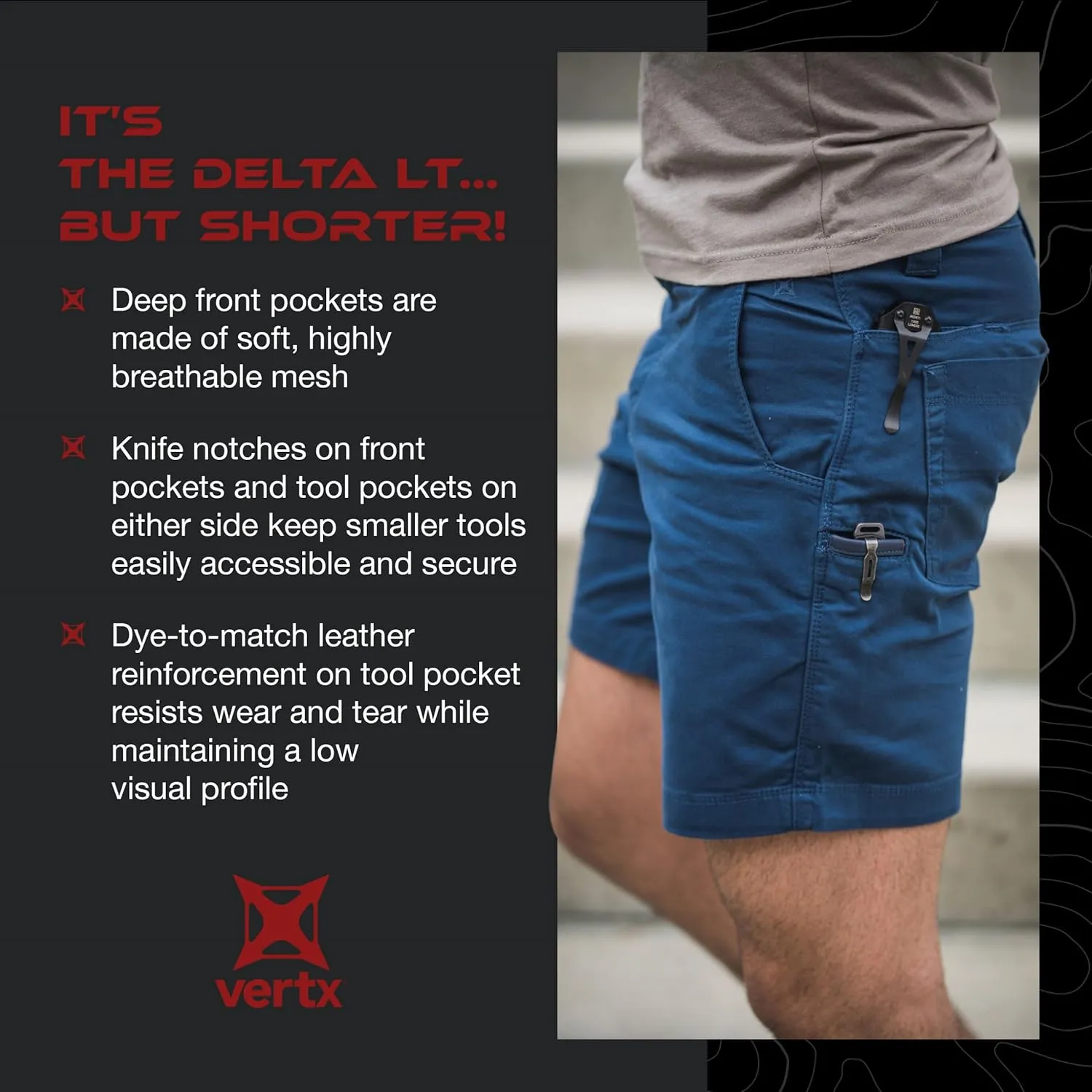 Vertx Delta LT 8 Inch Mens Tactical Shorts with Pockets, Lightweight Stretch Casual Tactical Operations Gear, Athletic-Fit