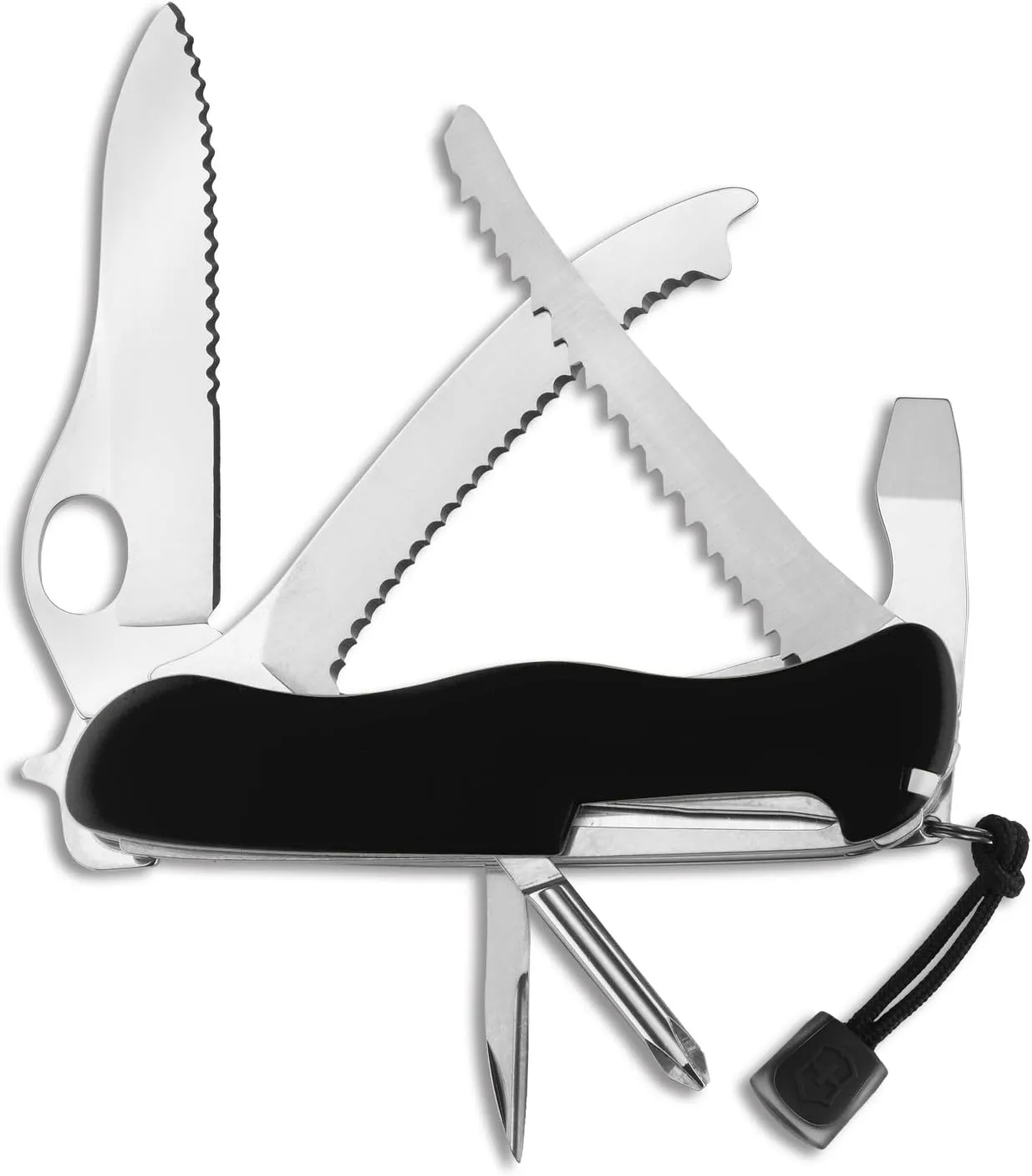 Victorinox Rescue Tool with Nylon Pouch Swiss Army Knife, 13 Functions, Swiss Made Pocket Knife with Seatbelt Cutter and Glass Saw - Black