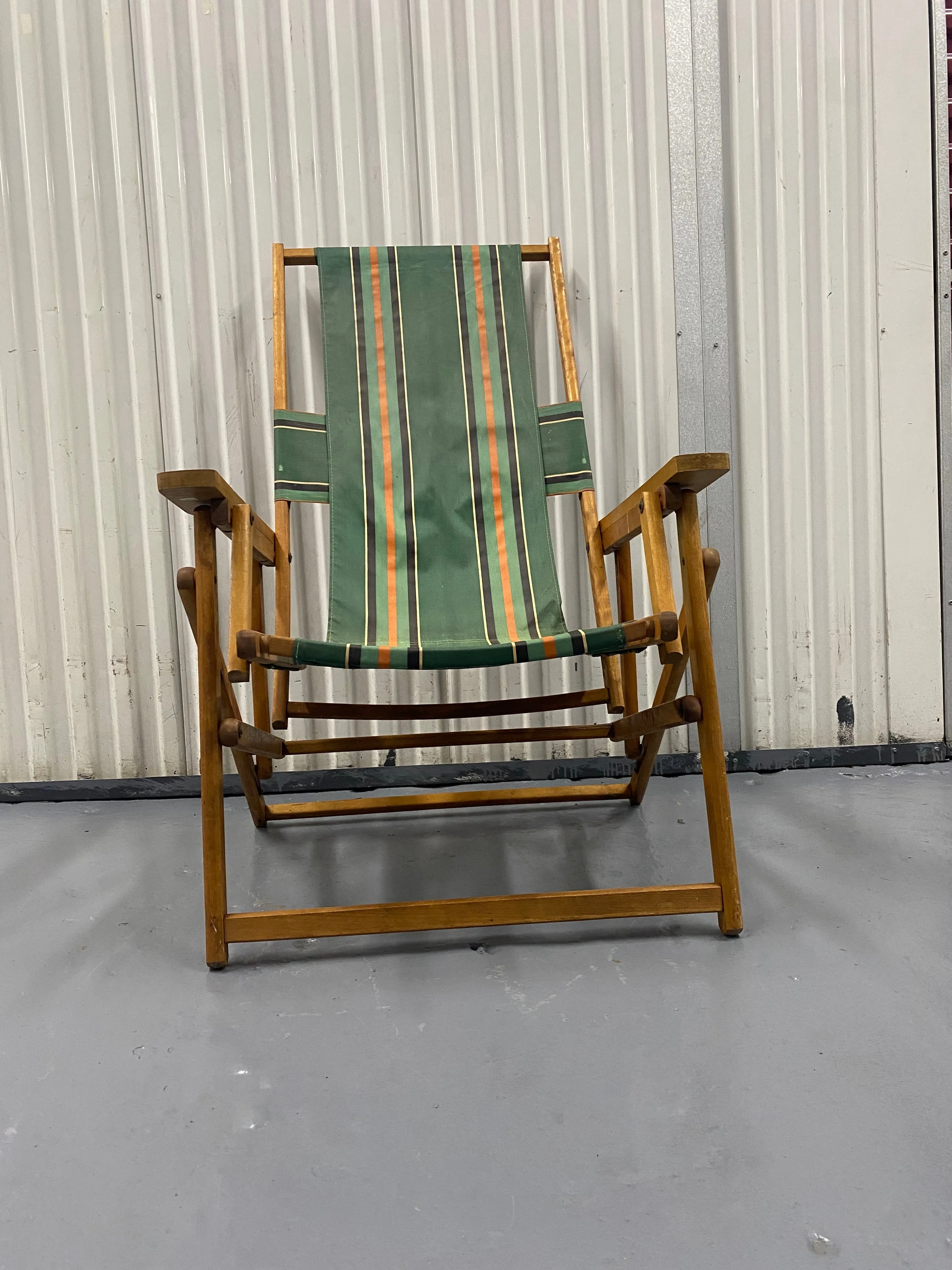 Vintage Striped Deck Folding Chair