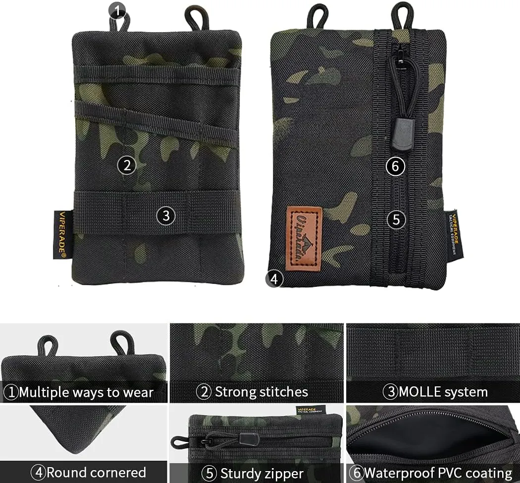 VIPERADE VE1 Pocket Organizer, EDC Pouch for Men, EDC Organizer Storage EDC Gears, Multitool Pocket Pouch Hold Your Flashlight/Pocket Knife, Pen, Notebook