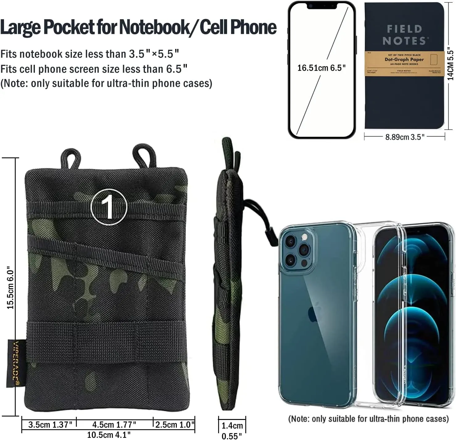 VIPERADE VE1 Pocket Organizer, EDC Pouch for Men, EDC Organizer Storage EDC Gears, Multitool Pocket Pouch Hold Your Flashlight/Pocket Knife, Pen, Notebook