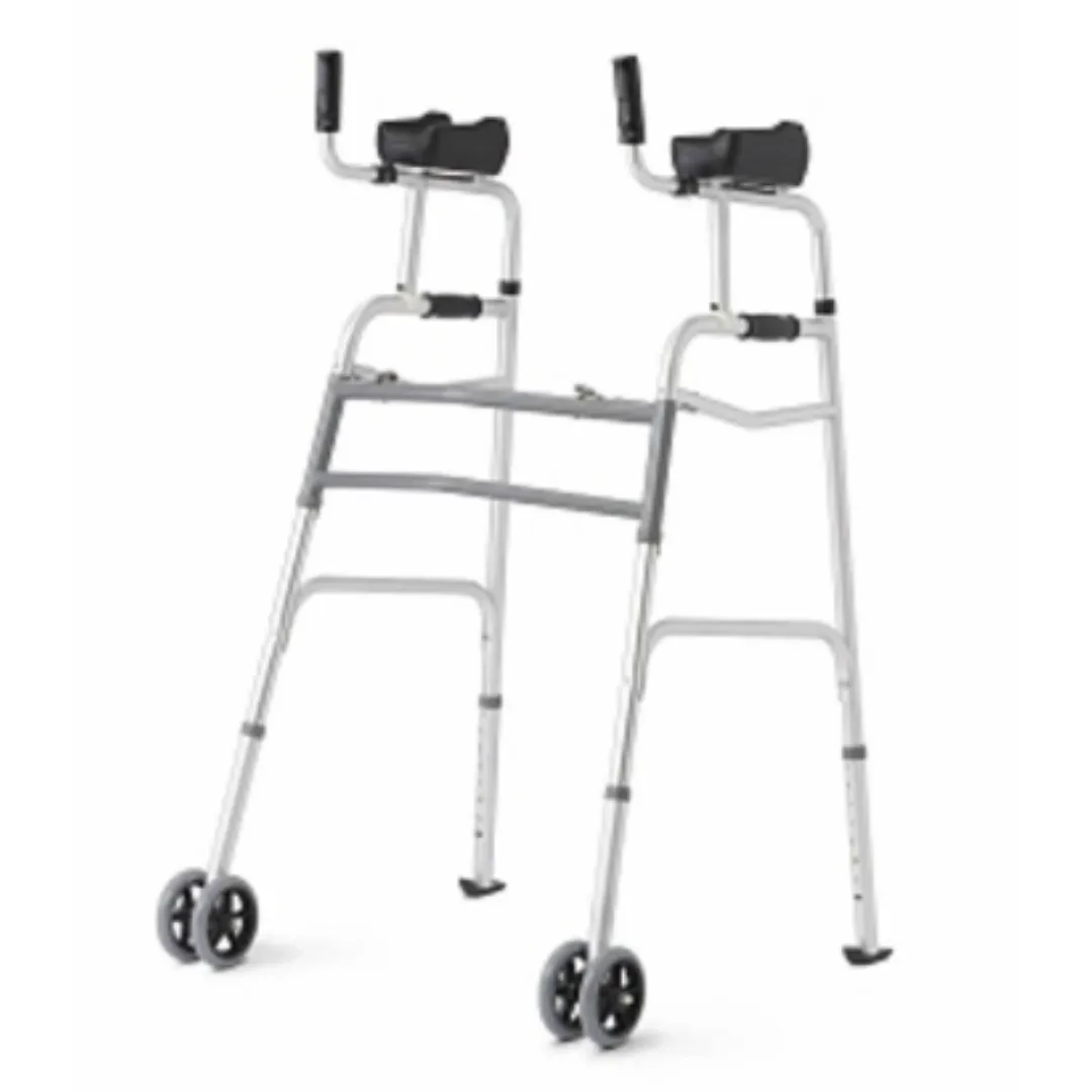 Walker upright, folding, 5 dual wheels.