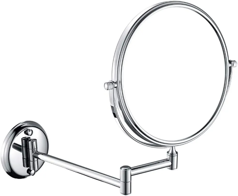 Wall Mounted Double Sided Makeup Mirrors Magnifying Extend Sturdy Adjustable Shaving Cosmetic Mirror(5X,8inch)