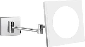 Wall Mounted Lighted Makeup Mirror 8 Inch Brass Bathroom Wall-Mounted LED Cosmetic Vanity Mirror, Rotatable Extendable Mirror with Plug,5X(5X)