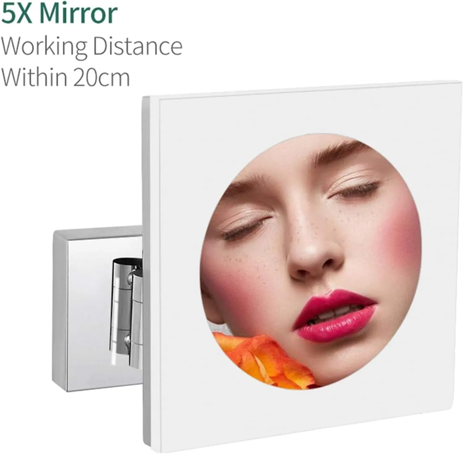 Wall Mounted Lighted Makeup Mirror 8 Inch Brass Bathroom Wall-Mounted LED Cosmetic Vanity Mirror, Rotatable Extendable Mirror with Plug,5X(5X)