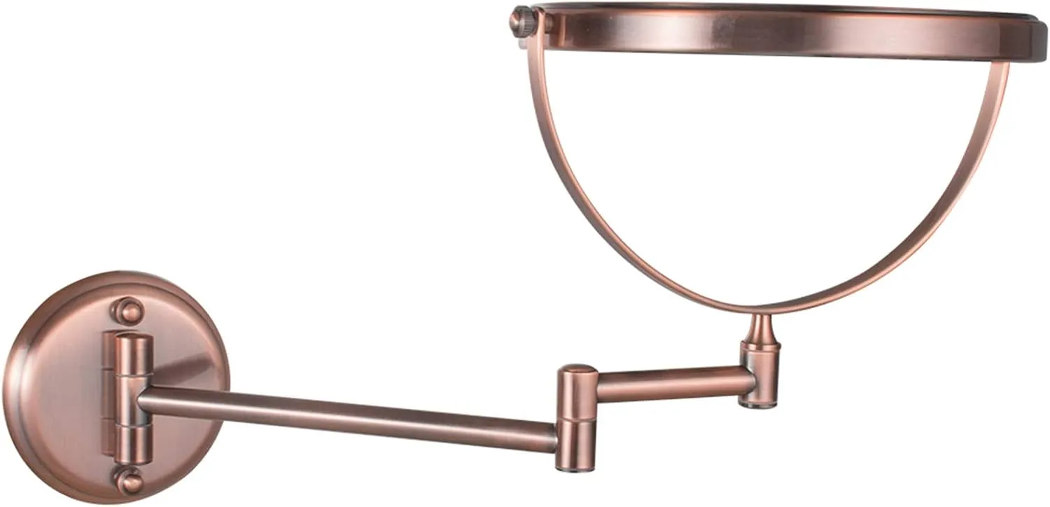Wall Mounted Makeup Mirror, 1X＆3X/5X/7X/10X Magnification Vanity Mirrors, 8 Inch Double Sided Brass Folding Swivel Shaving Mirrors,Rose gold,7X