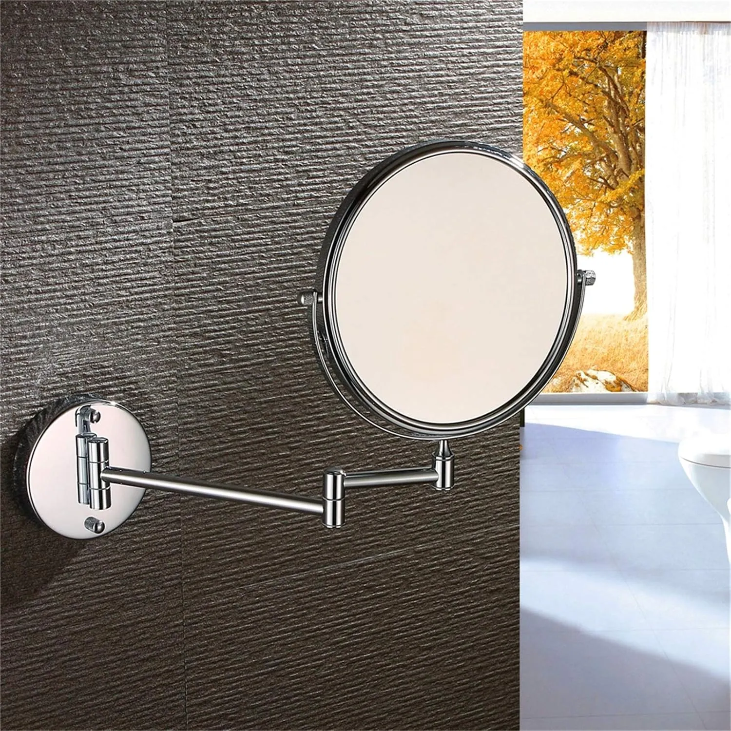 Wall Mounted Makeup Mirror, 1X＆3X/5X/7X/10X Magnification Vanity Mirrors, 8 Inch Double Sided Chrome Finished Folding Swivel Shaving Mirrors,5X (Color : 5X)