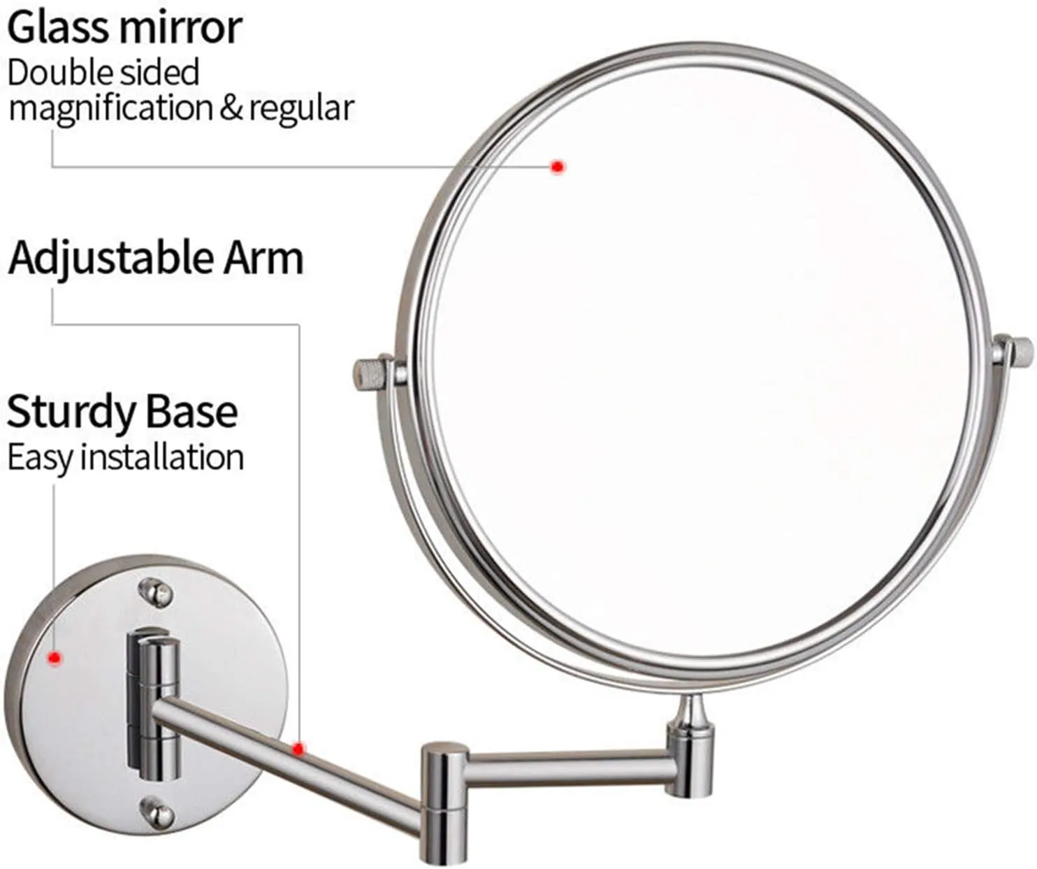Wall Mounted Makeup Mirror, 1X＆3X/5X/7X/10X Magnification Vanity Mirrors, 8 Inch Double Sided Chrome Finished Folding Swivel Shaving Mirrors,5X (Color : 5X)