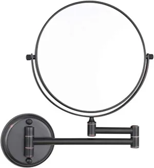 Wall Mounted Makeup Mirror, 8 inch Black Double Sided Magnifying Shaving Mirror, 360° Swivel Extendable Folding Bathroom Vanity Mirrors,3X (Color : 7X)