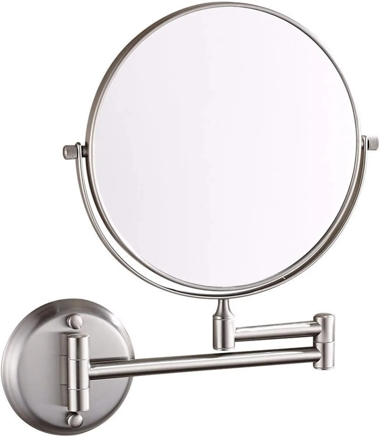 Wall Mounted Makeup Mirror, 8 inch Nickel Finish Double Sided Magnifying Shaving Mirror, 360° Swivel Extendable Folding Bathroom Vanity Mirrors,10x(10x)