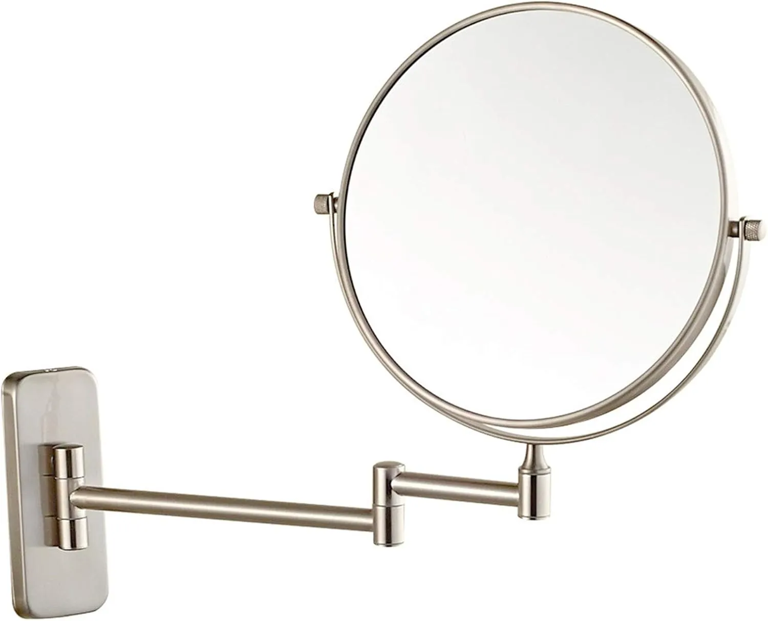 Wall Mounted Makeup Mirror, 8 inch Nickel Finish Rotatable Magnifying Shaving Mirror, Extendable Folding Cosmetic Bathroom Vanity Mirrors,7X (Color : 10x)