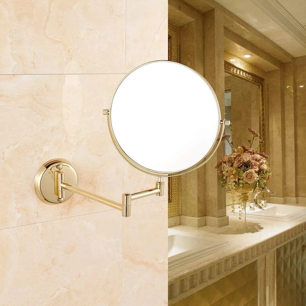 Wall Mounted Makeup Mirrors Magnifying Extend Sturdy Adjustable Cosmetic Mirror Bathroom Shaving Vanity Mirror(5X,6inch)