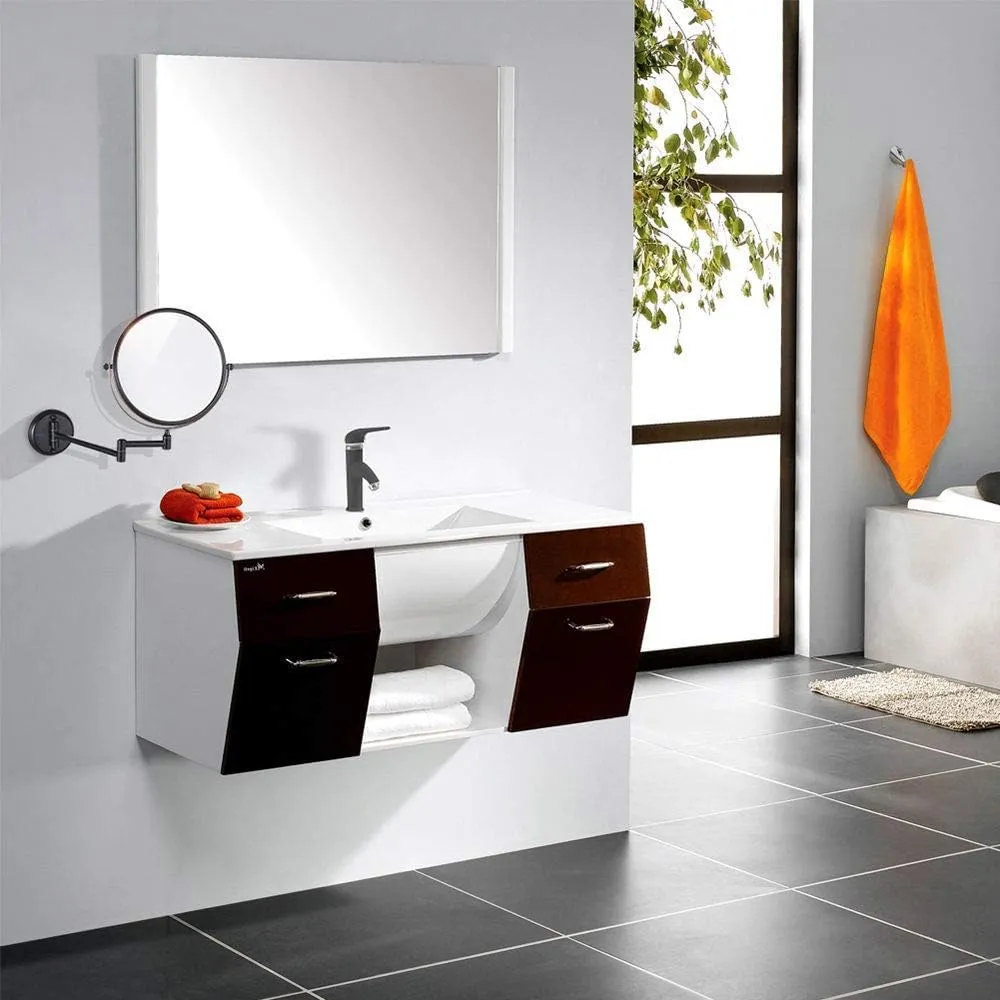 Wall Mounted Makeup Mirrors Magnifying Extend Sturdy Double Sided Adjustable Cosmetic Mirror Bathroom Shaving Vanity Mirror(5X,8inch)