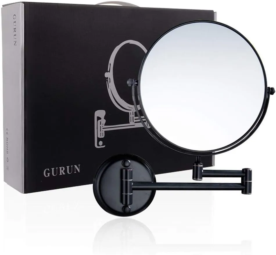 Wall Mounted Makeup Mirrors Magnifying Extend Sturdy Double Sided Adjustable Cosmetic Mirror Bathroom Shaving Vanity Mirror(5X,8inch)