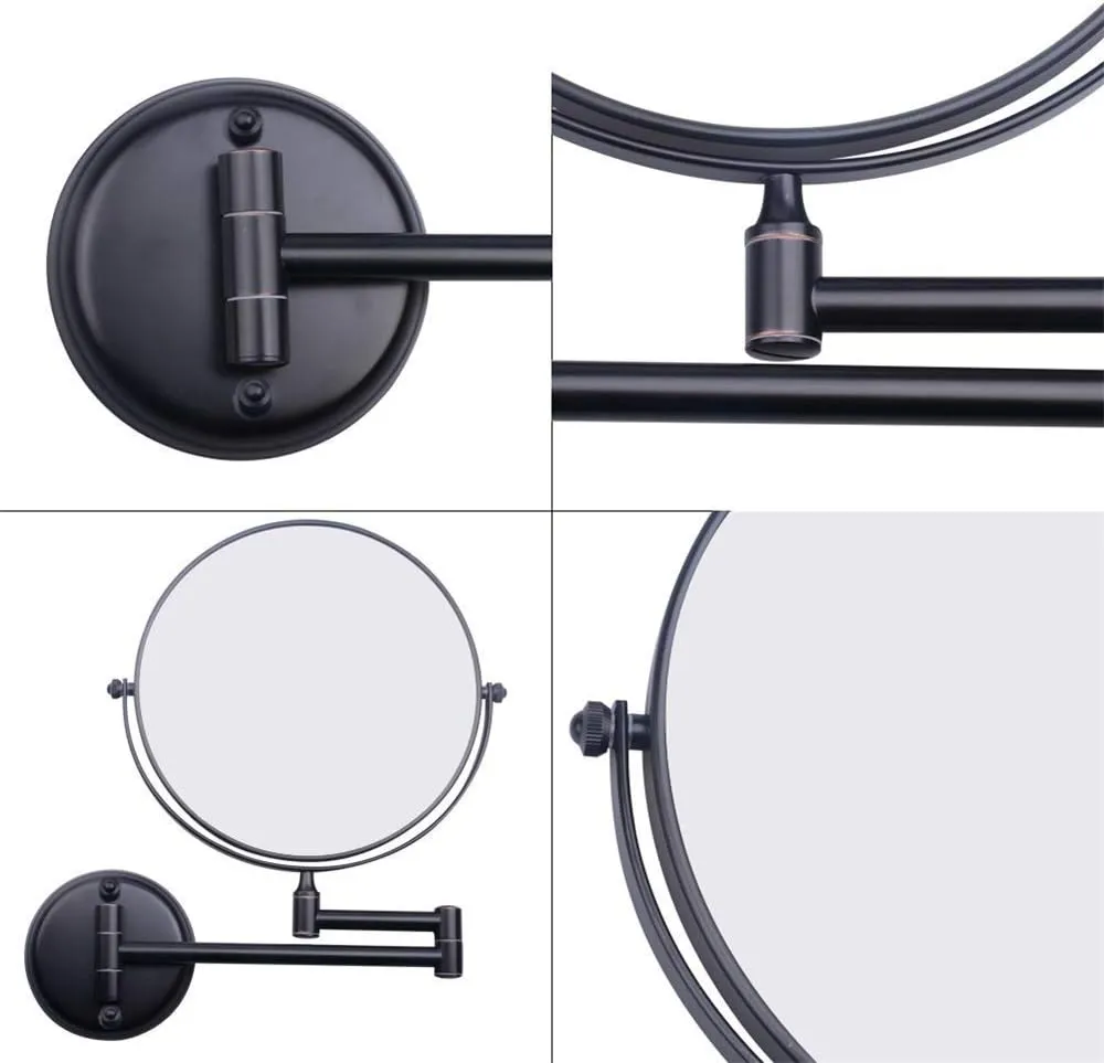 Wall Mounted Makeup Mirrors Magnifying Extend Sturdy Double Sided Adjustable Cosmetic Mirror Bathroom Shaving Vanity Mirror(5X,8inch)