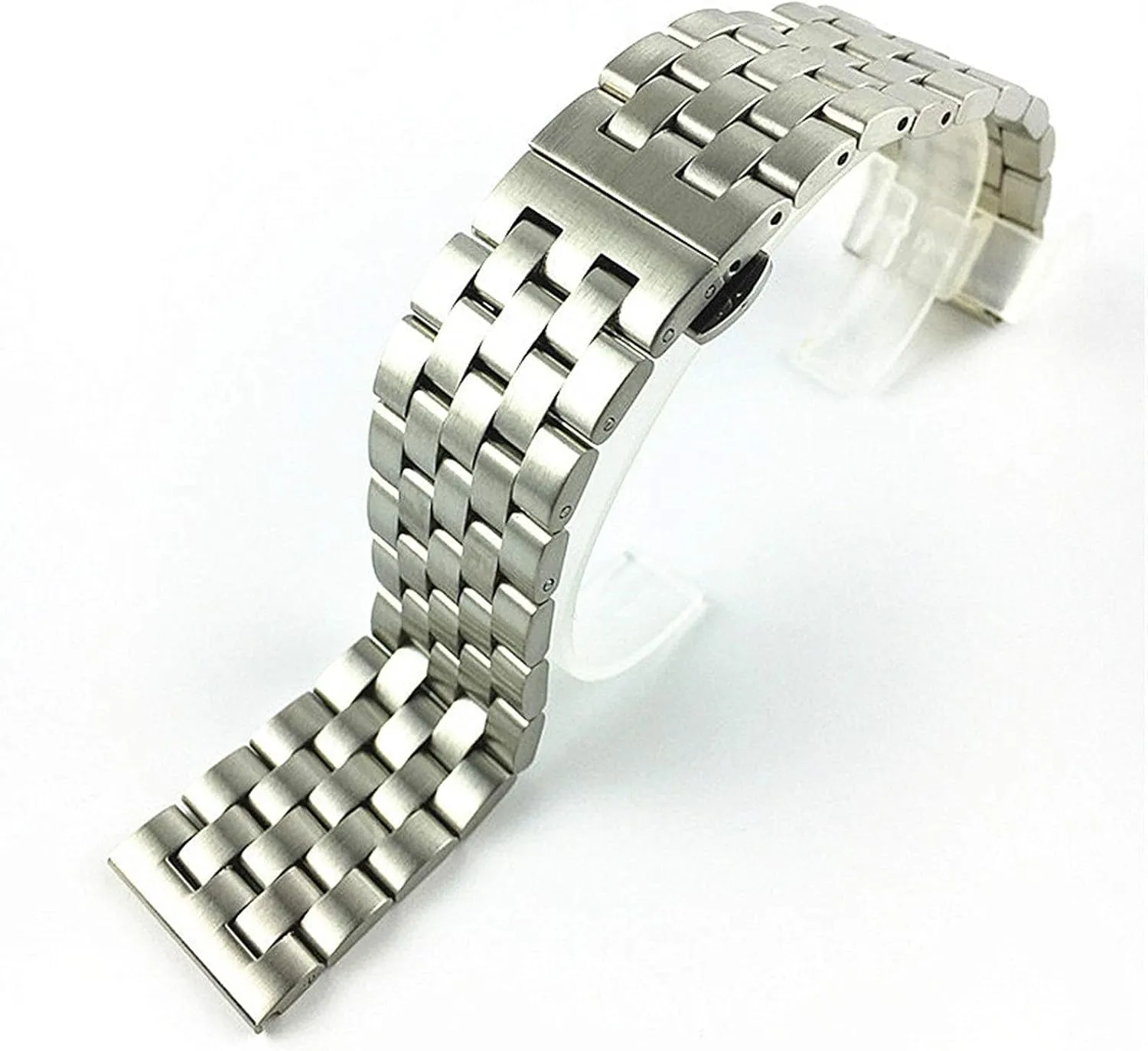 watch strap, 18 20mm 21mm 22mm 24mm 26mm solid stainless steel strap butterfly buckle matte men's metal replacement strap bracelet