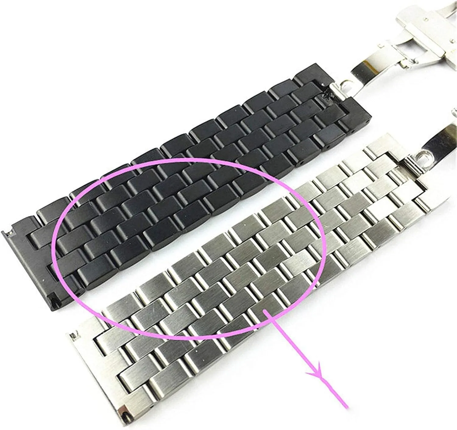 watch strap, 18 20mm 21mm 22mm 24mm 26mm solid stainless steel strap butterfly buckle matte men's metal replacement strap bracelet