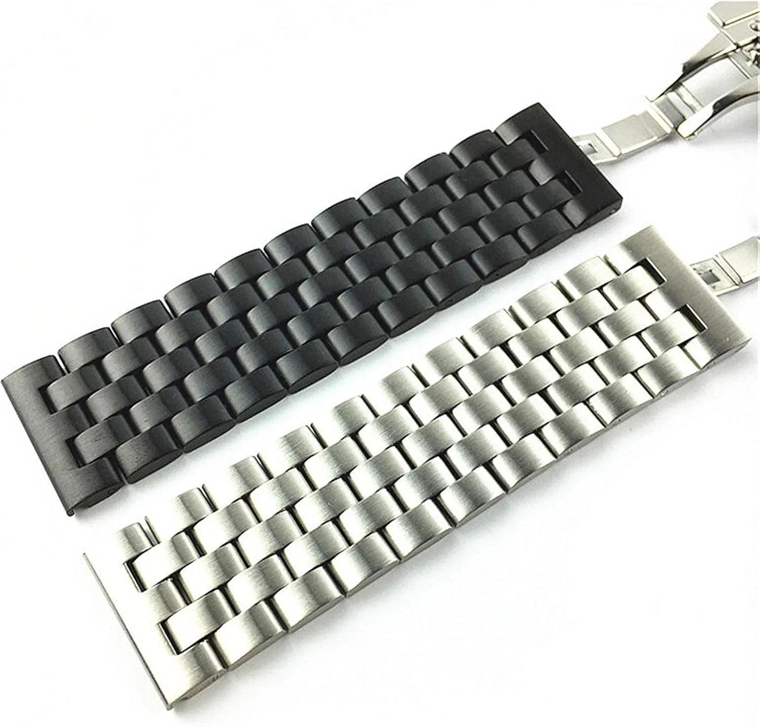 watch strap, 18 20mm 21mm 22mm 24mm 26mm solid stainless steel strap butterfly buckle matte men's metal replacement strap bracelet