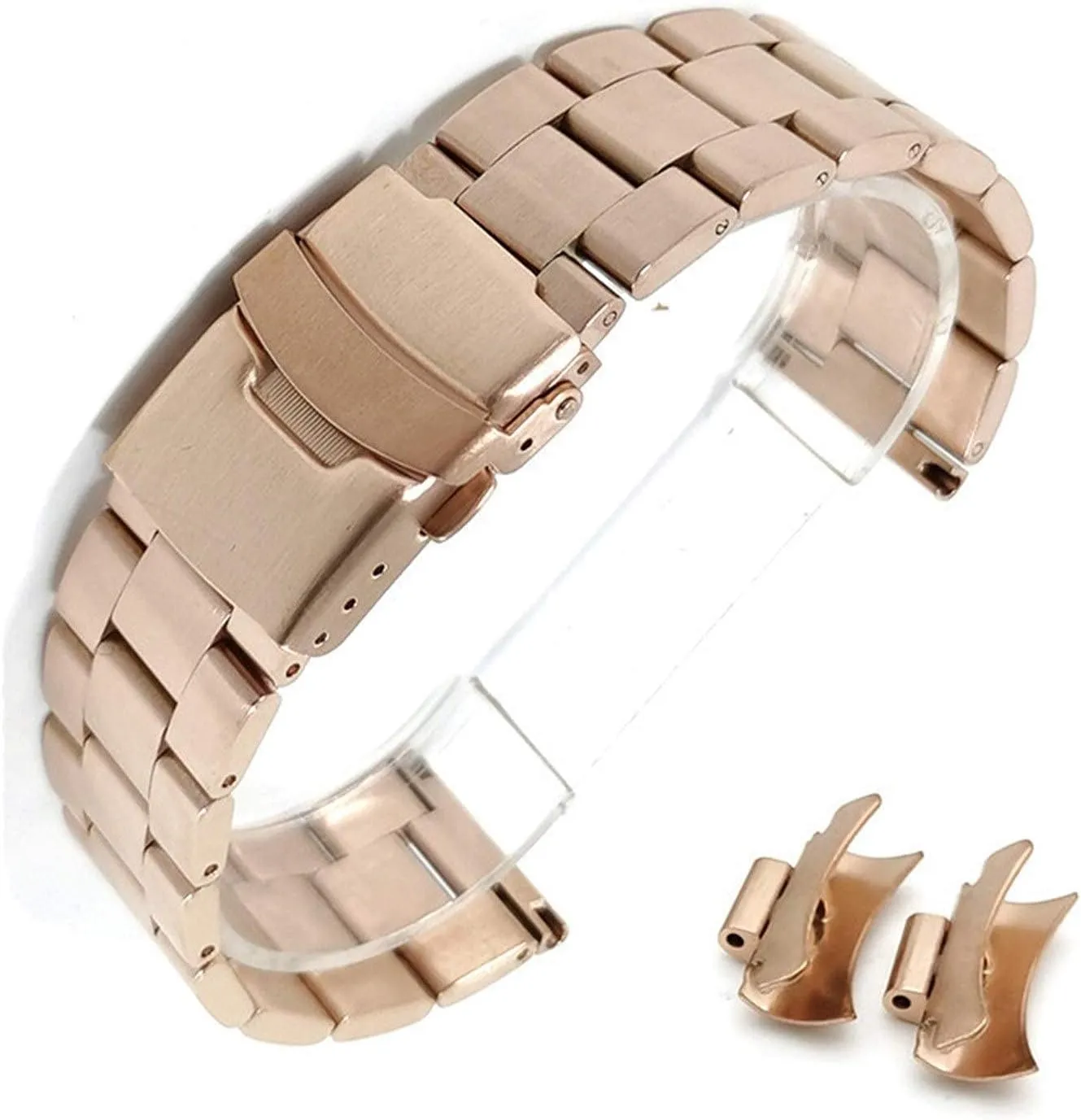 watch strap, 20mm 22mm solid stainless steel strap metal folding men's replacement wristband accessories bracelet