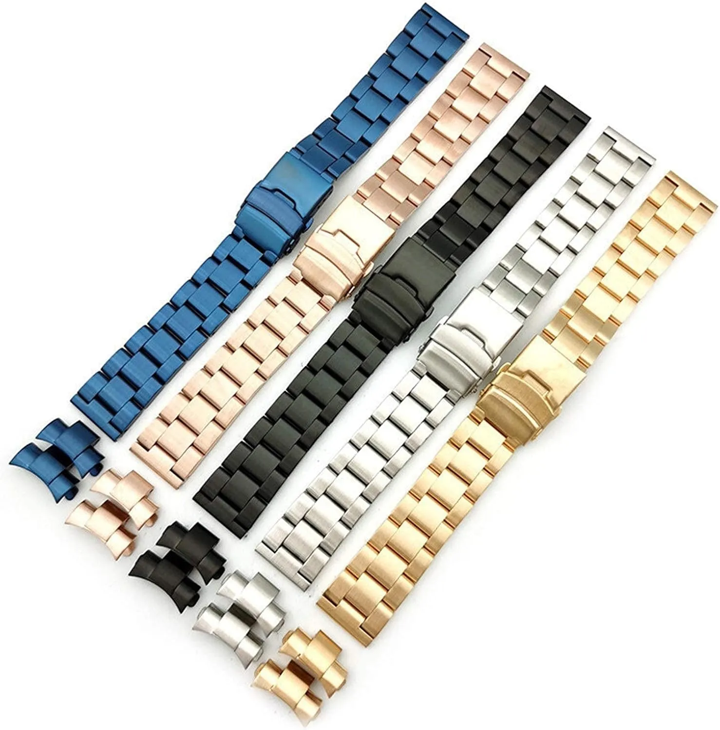 watch strap, 20mm 22mm solid stainless steel strap metal folding men's replacement wristband accessories bracelet