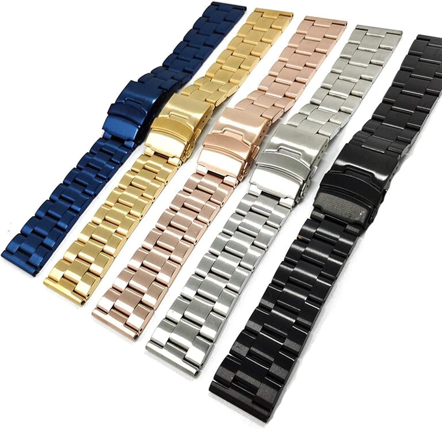 watch strap, 20mm 22mm solid stainless steel strap metal folding men's replacement wristband accessories bracelet