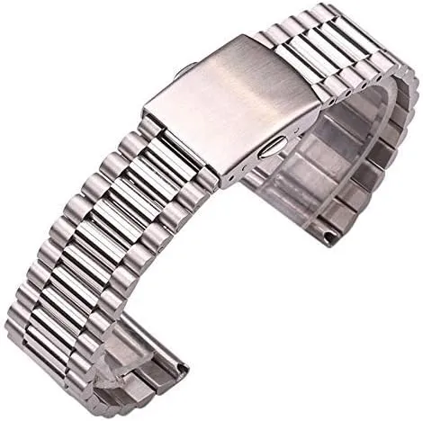 Watch Strap 316L Stainless Steel Watch Strap Silver Gold Watch Strap for Women 12mm 14mm 16mm 18mm 20mm Watch Bracelet Clasp (Color : Silver, Size : 14mm)