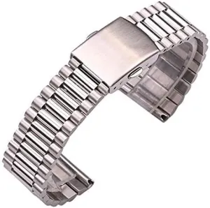 Watch Strap 316L Stainless Steel Watch Strap Silver Gold Watch Strap for Women 12mm 14mm 16mm 18mm 20mm Watch Bracelet Clasp (Color : Silver, Size : 14mm)