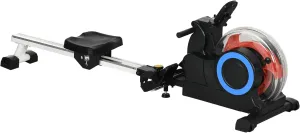 Water Rowing Machine, Foldable Rower Machine with Adjustable Resistance, Wheels, LCD Monitor and Tablet Holder for Home Cardio Training