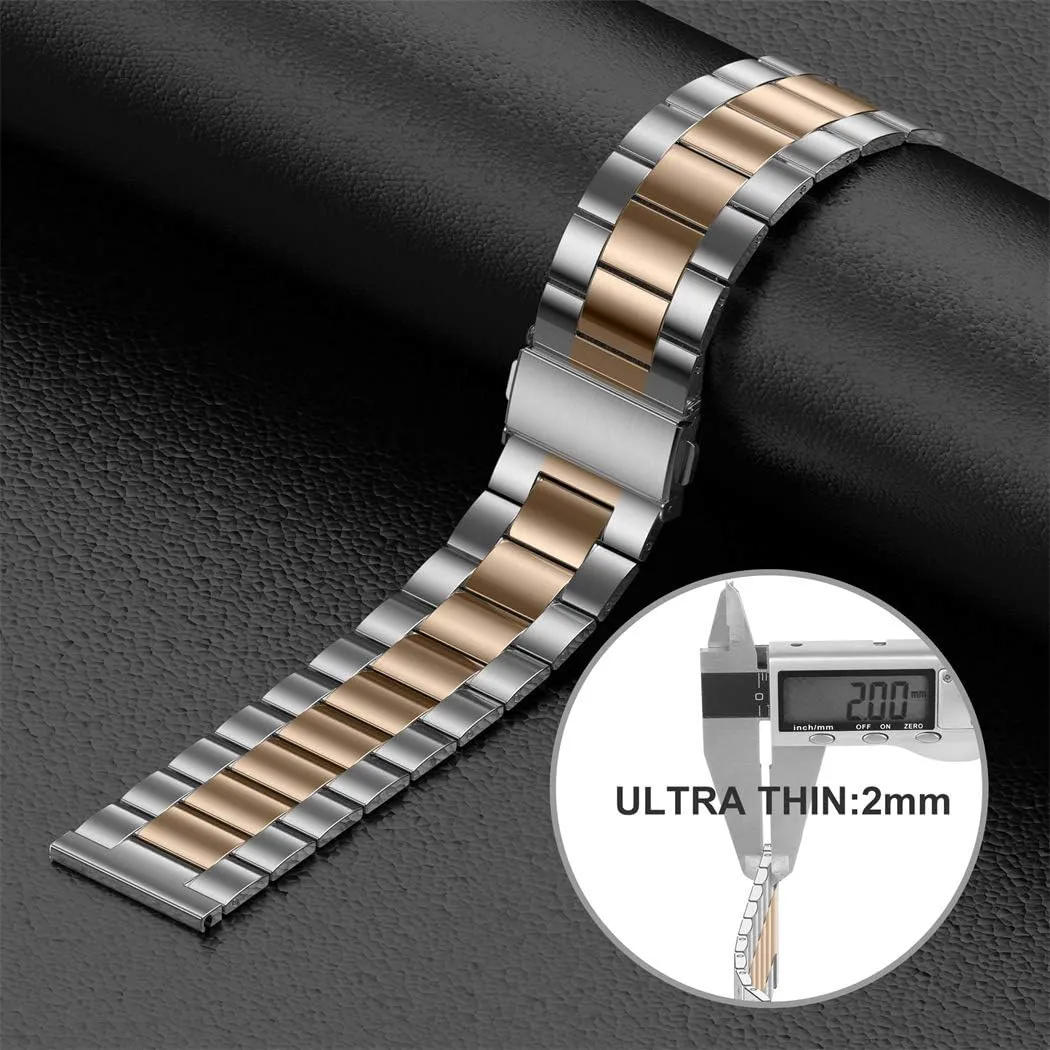 Wearlizer Stainless Steel Compatible for Fitbit Versa/Versa 2, Ultra-Thin Lightweight Replacement Bands for Women & Men
