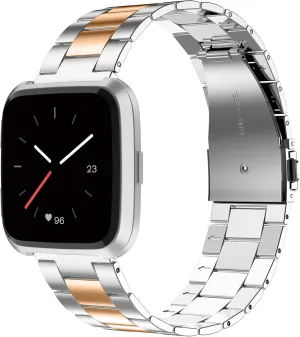 Wearlizer Stainless Steel Compatible for Fitbit Versa/Versa 2, Ultra-Thin Lightweight Replacement Bands for Women & Men